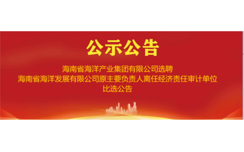 海南省海洋产业集团有限公司选聘海南省海洋发展有限公司原主要负责人离任经济责任审计单位 比选公告